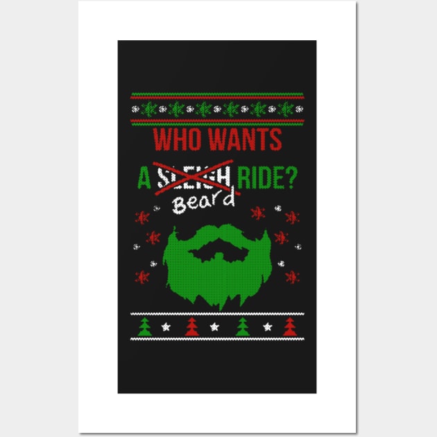 Who wants a beard ride? Ugly Christmas Model Wall Art by D3monic